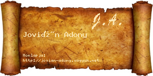 Jovián Adony névjegykártya